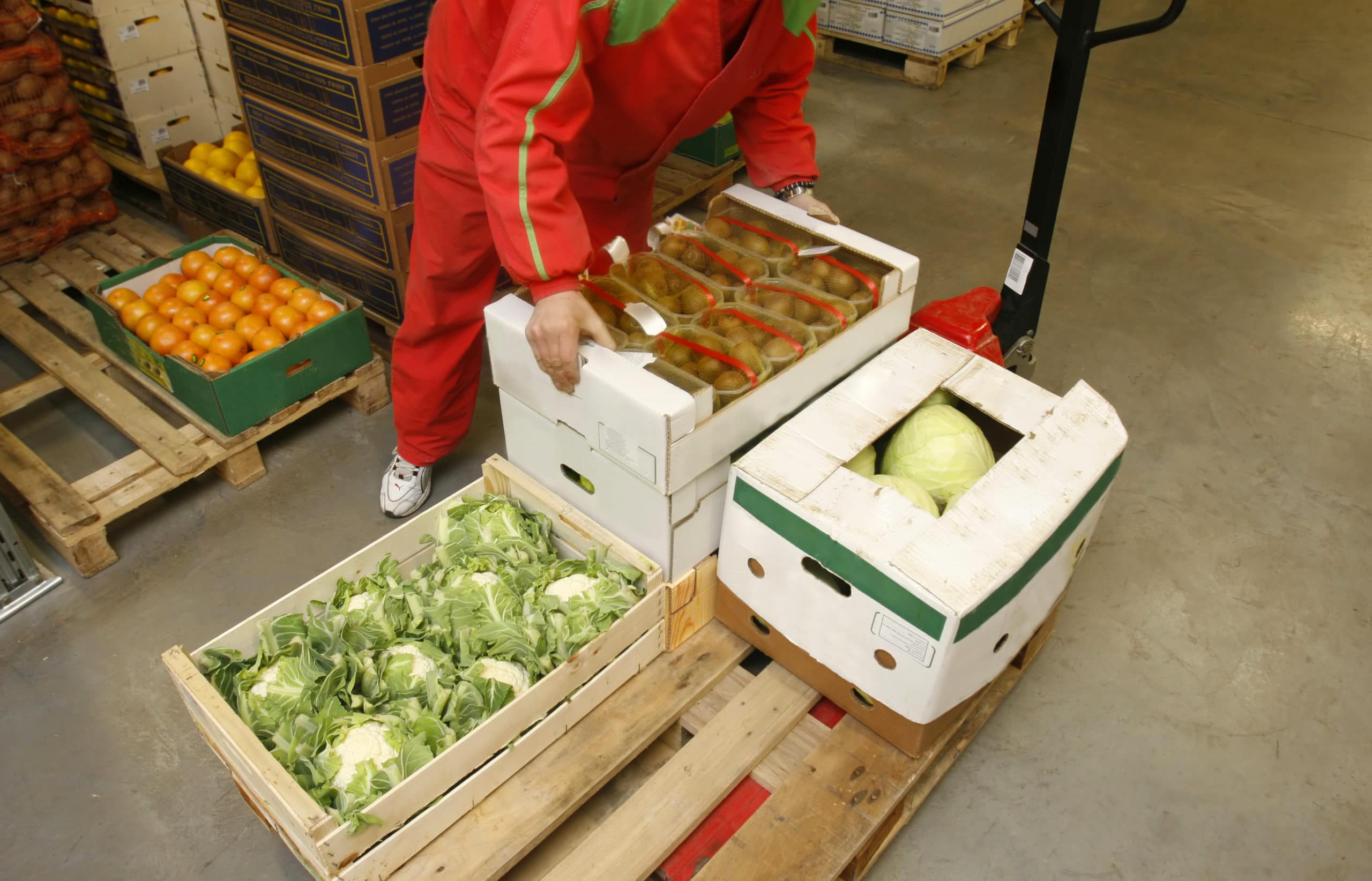 loading fruits and vegetables