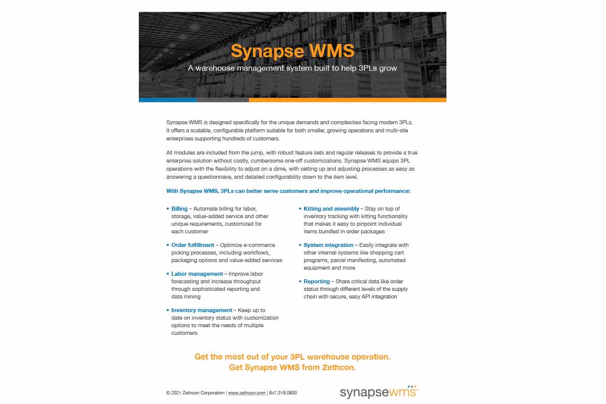 Synapse sales sheet