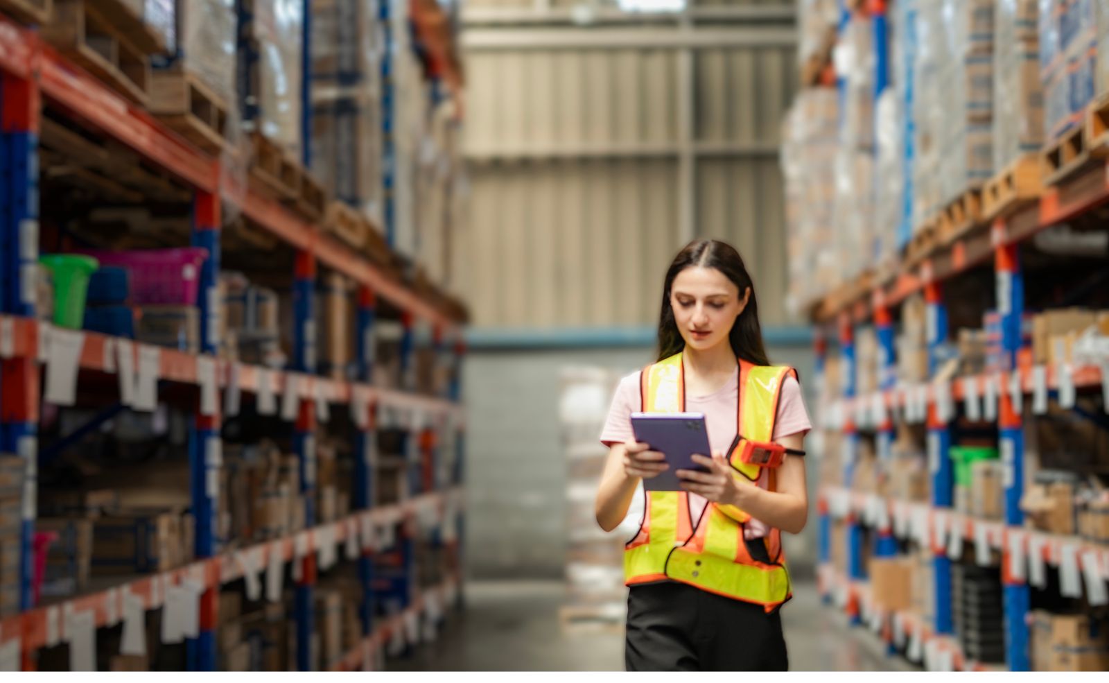 Warehouse supervisor exploring fulfillment center software